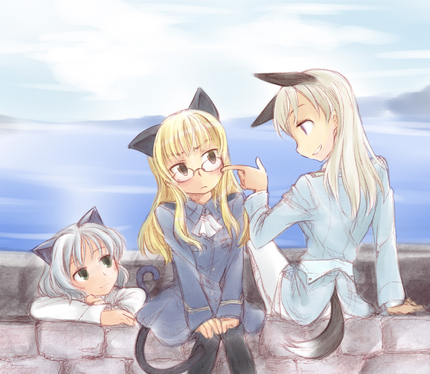 sanya v. litvyak, eila ilmatar juutilainen, and perrine h. clostermann (world witches series and 1 more) drawn by ds_(ndsl)