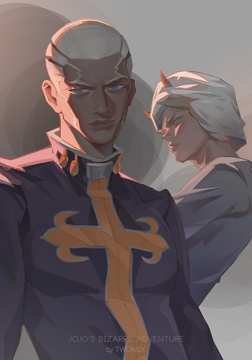 enrico pucci and weather report (jojo no kimyou na bouken and 1 more) drawn by twomix