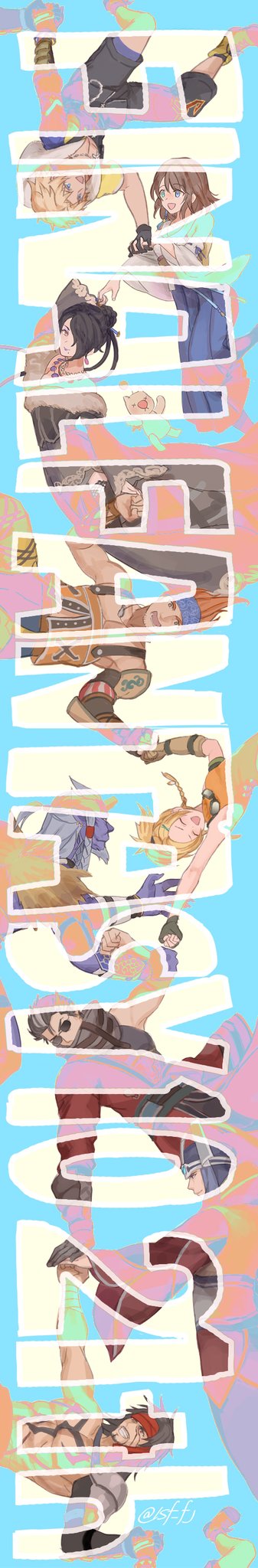 moogle, yuna, tidus, rikku, lulu, and 5 more (final fantasy and 1 more) drawn by sasanomesi