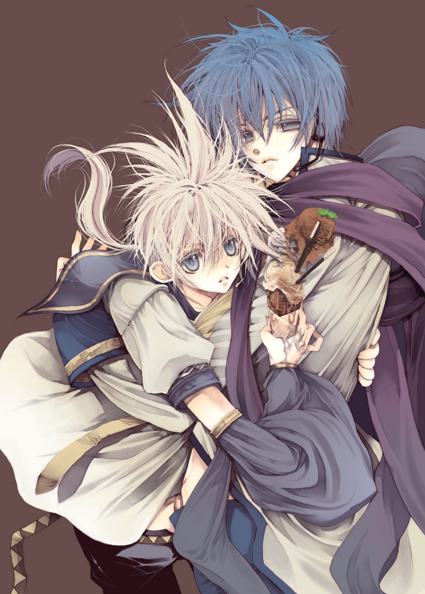 kagamine len and kaito (vocaloid) drawn by ooki_bonta
