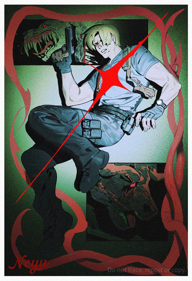 leon s. kennedy (resident evil and 1 more) drawn by ckm_tee