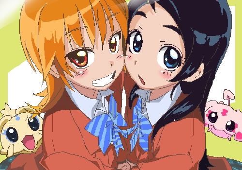 misumi nagisa, yukishiro honoka, mepple, and mipple (precure and 1 more) drawn by yamauri