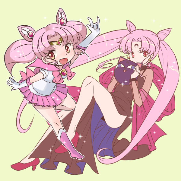 chibi usa, sailor chibi moon, and black lady (bishoujo senshi sailor moon and 2 more) drawn by emdo_(norabbit)