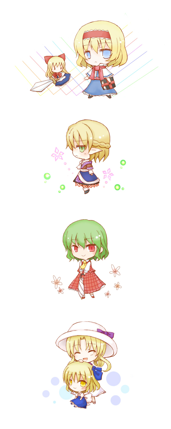 alice margatroid, kazami yuuka, mizuhashi parsee, and louise (touhou) drawn by ico_(engawa_roman)
