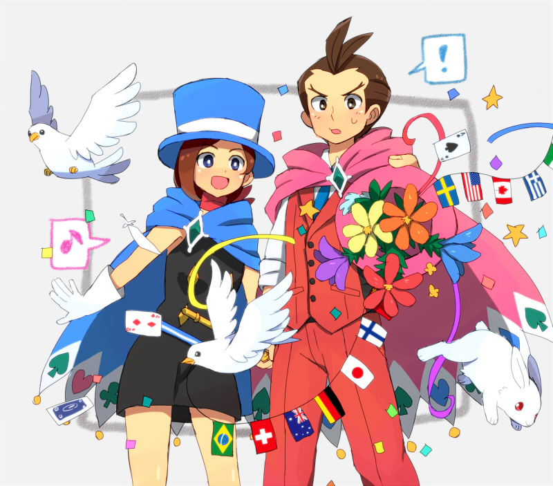 apollo justice and trucy wright (ace attorney) drawn by juukyuu_mame