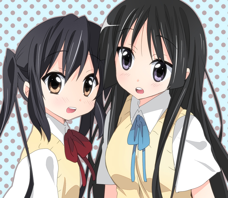 akiyama mio and nakano azusa (k-on!) drawn by katase_aoko