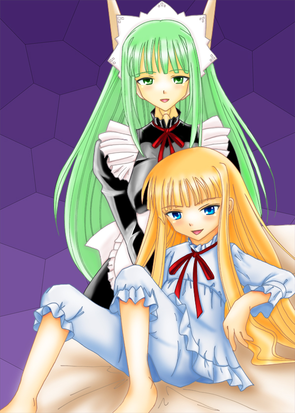 evangeline a.k. mcdowell and karakuri chachamaru (mahou sensei negima!) drawn by kishida-shiki