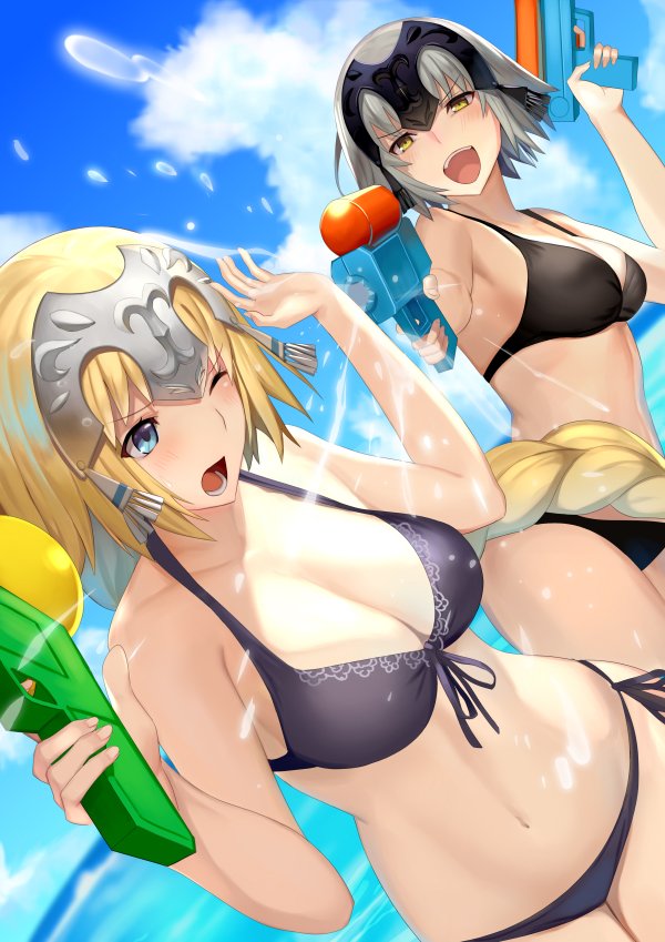 jeanne d'arc alter and jeanne d'arc (fate and 1 more) drawn by km_yama
