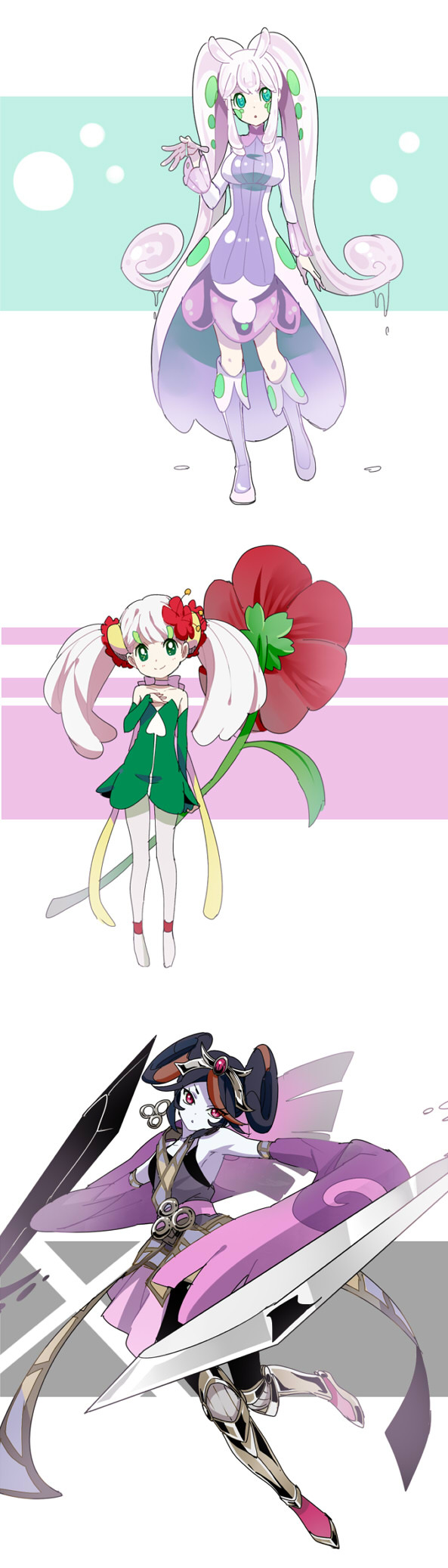 goodra, floette, and doublade (pokemon) drawn by shuri_(84k)
