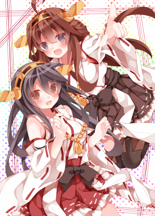 kongou and haruna (kantai collection) drawn by mogu_(au1127)