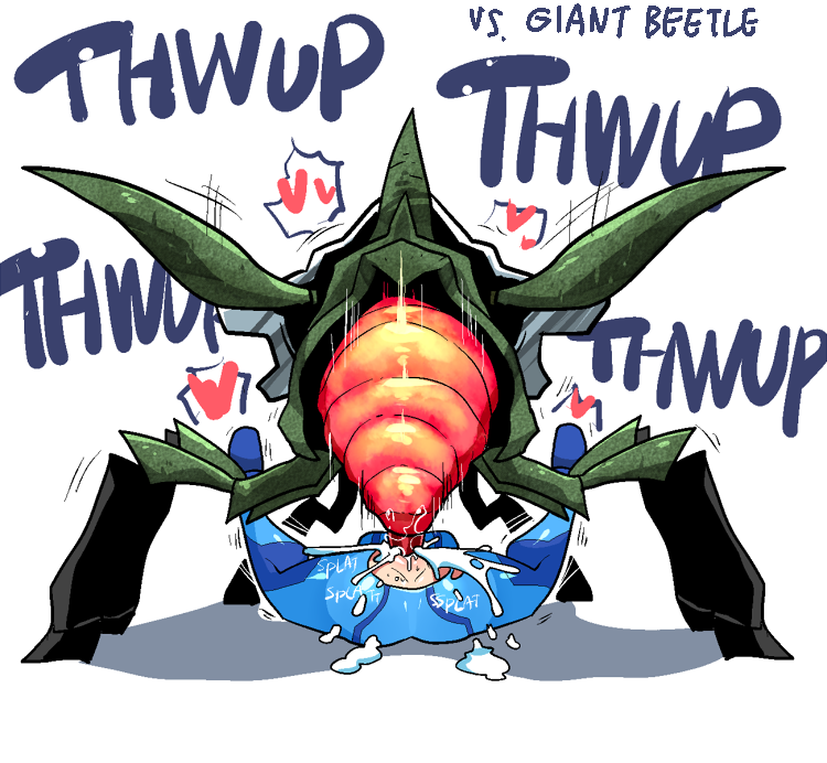 samus aran and plated beetle (metroid and 1 more) drawn by rariatto_(ganguri)