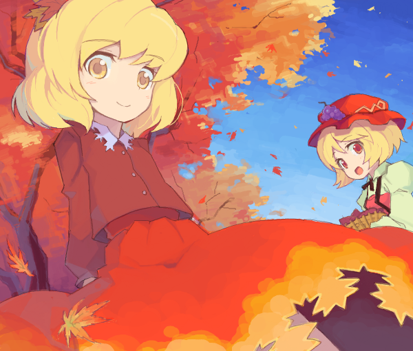 aki minoriko and aki shizuha (touhou) drawn by pera