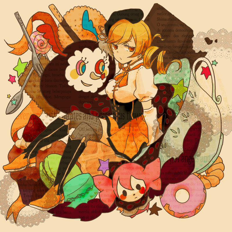 tomoe mami and charlotte (mahou shoujo madoka magica) drawn by ichi_74