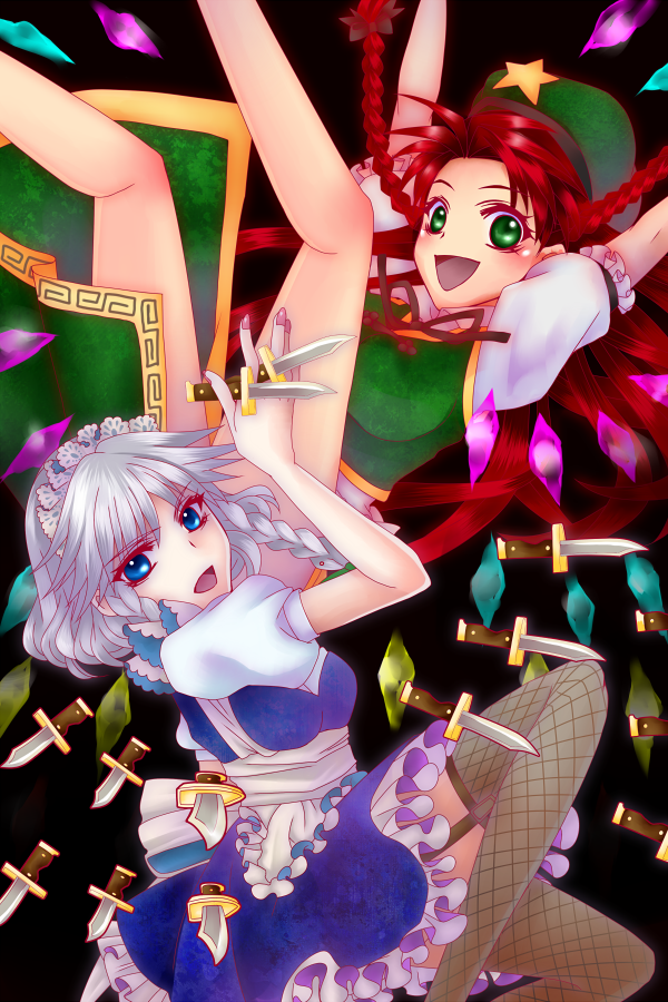 izayoi sakuya and hong meiling (touhou) drawn by xiaojie