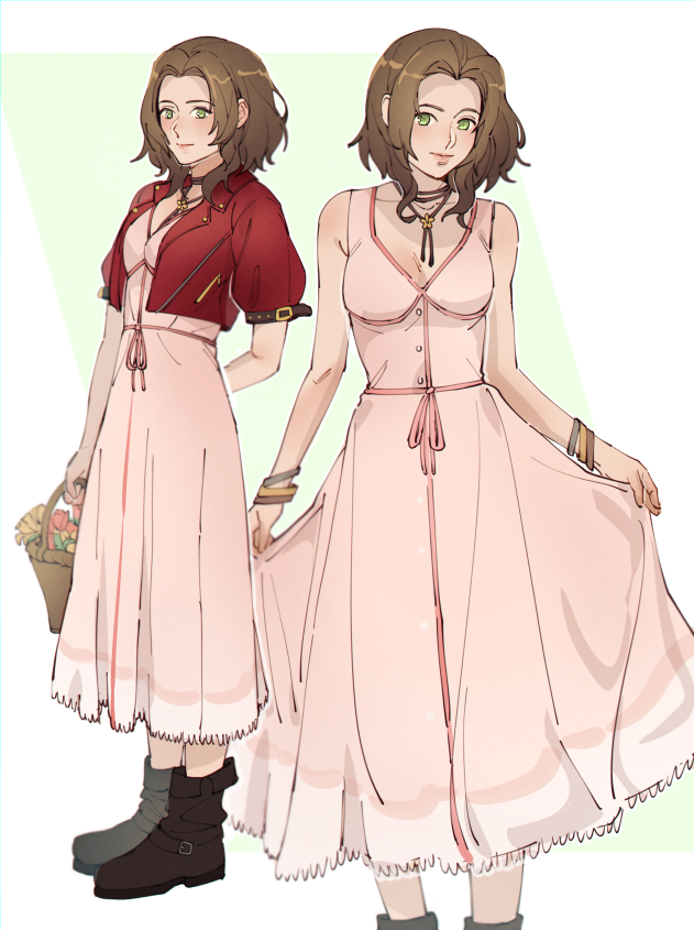aerith gainsborough (final fantasy and 2 more) drawn by pudelmudel