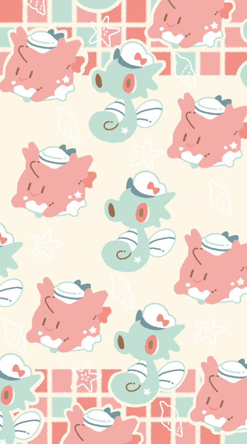 corsola and horsea (pokemon) drawn by satsumapotato