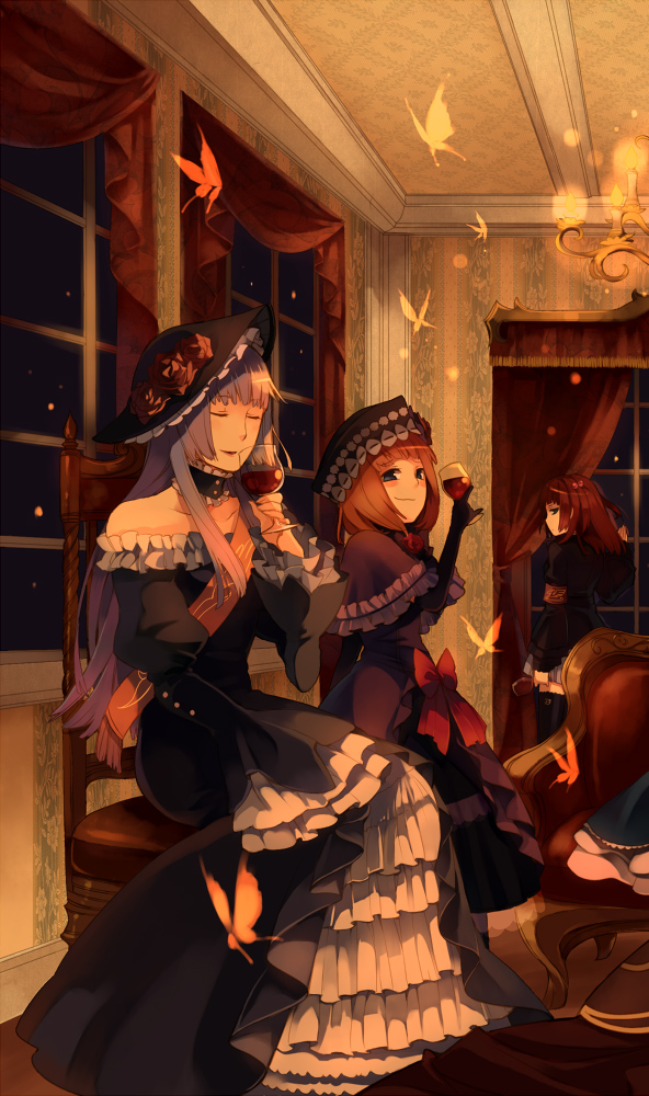 ushiromiya ange, eva beatrice, and virgilia (umineko no naku koro ni) drawn by hanokage