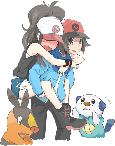 hilda, hilbert, oshawott, and tepig (pokemon and 1 more) drawn by akihikohex