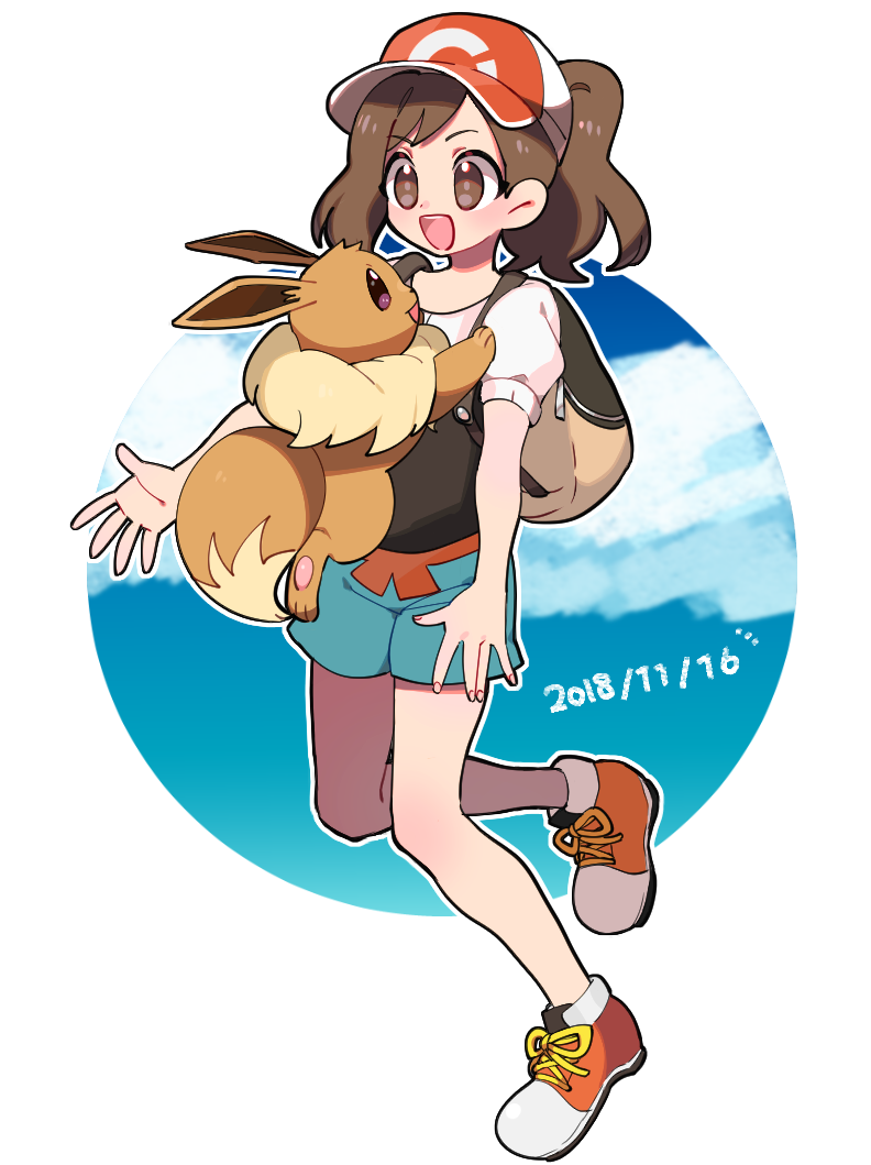 eevee and elaine (pokemon and 1 more) drawn by kureson_(hayama_baa)