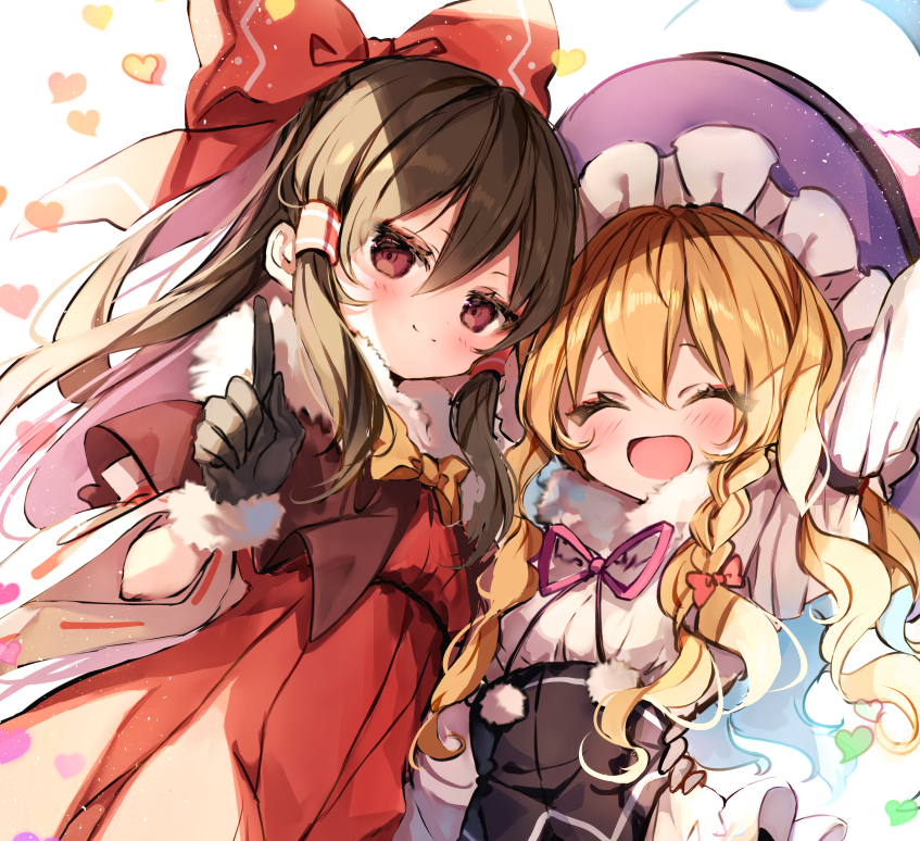 hakurei reimu and kirisame marisa (touhou) drawn by piyokichi