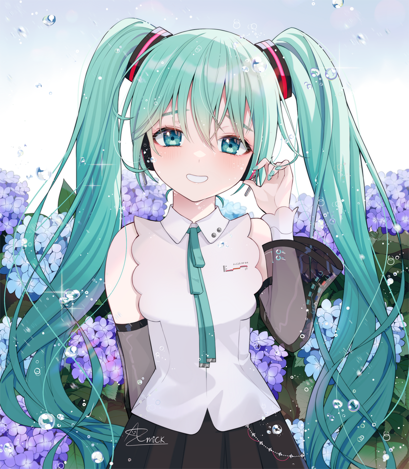hatsune miku (vocaloid and 1 more) drawn by amick_(americanomix)