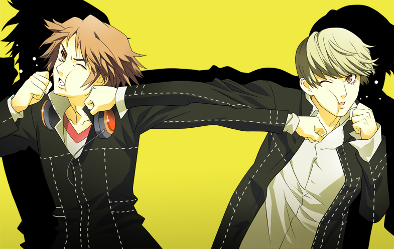 narukami yu and hanamura yousuke (persona and 1 more) drawn by nyoro_(nyoronyoro000)