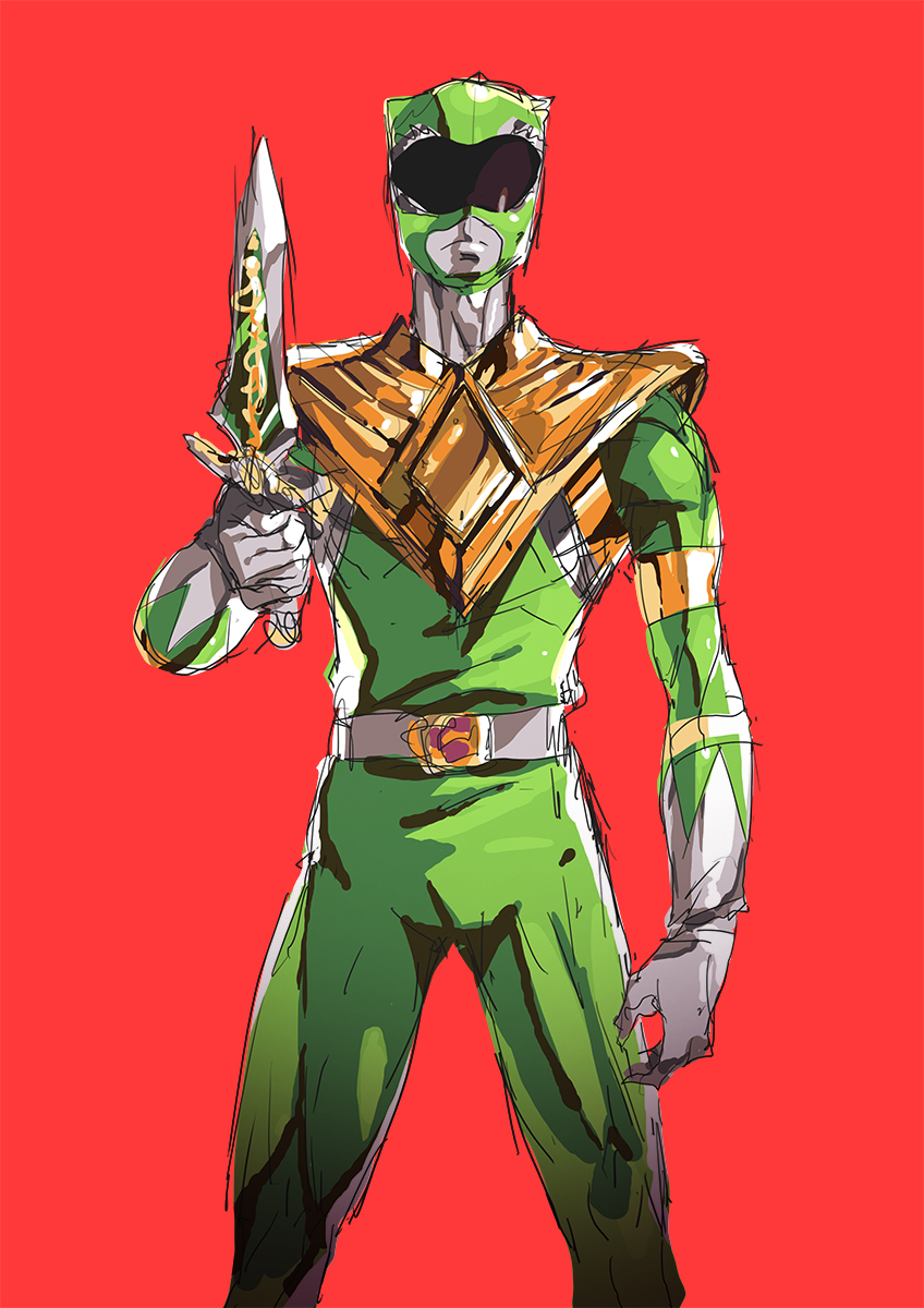 dragon ranger and mighty morphin green ranger (super sentai and 3 more) drawn by tom_skender