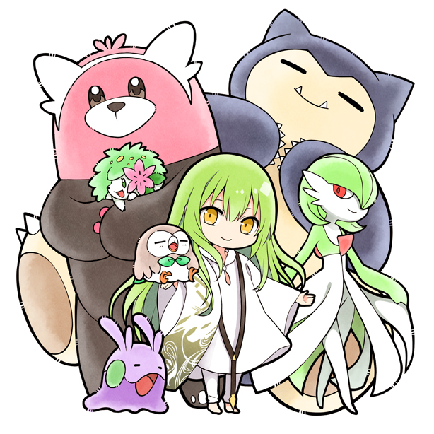 gardevoir, rowlet, enkidu, snorlax, shaymin, and 2 more (fate and 2 more) drawn by yoyo_9ea