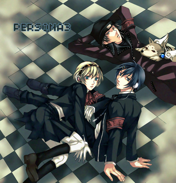 yuuki makoto, aigis, aragaki shinjirou, and koromaru (persona and 1 more)