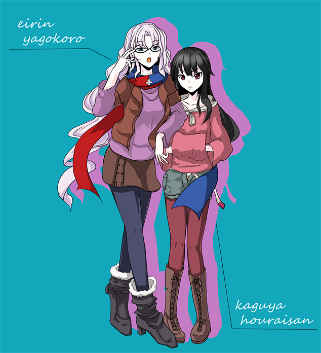 houraisan kaguya and yagokoro eirin (touhou) drawn by dacho