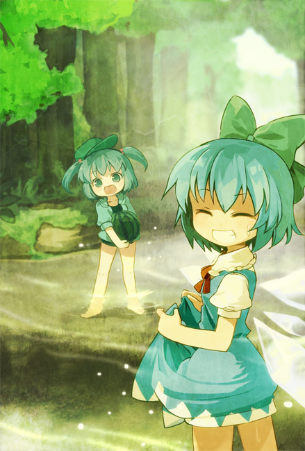 cirno and kawashiro nitori (touhou) drawn by chaba_(hortensia)