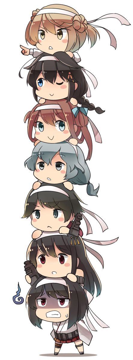 shigure, shigure kai ni, yamashiro, fusou, mogami, and 5 more (kantai collection) drawn by ido_(teketeke)