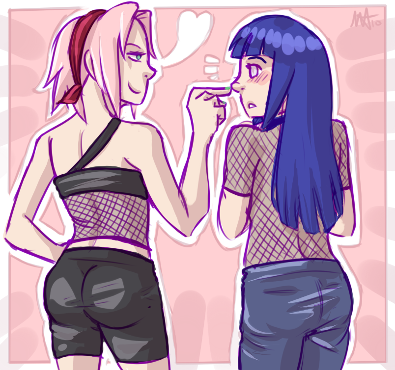 haruno sakura and hyuuga hinata (naruto) drawn by starchii