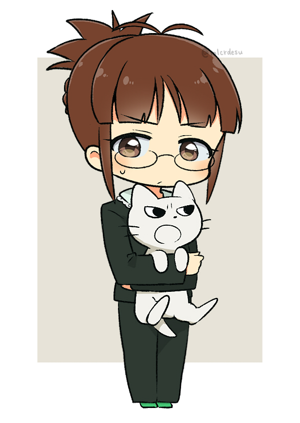 akizuki ritsuko and shikaru neko (idolmaster and 3 more) drawn by merukyara