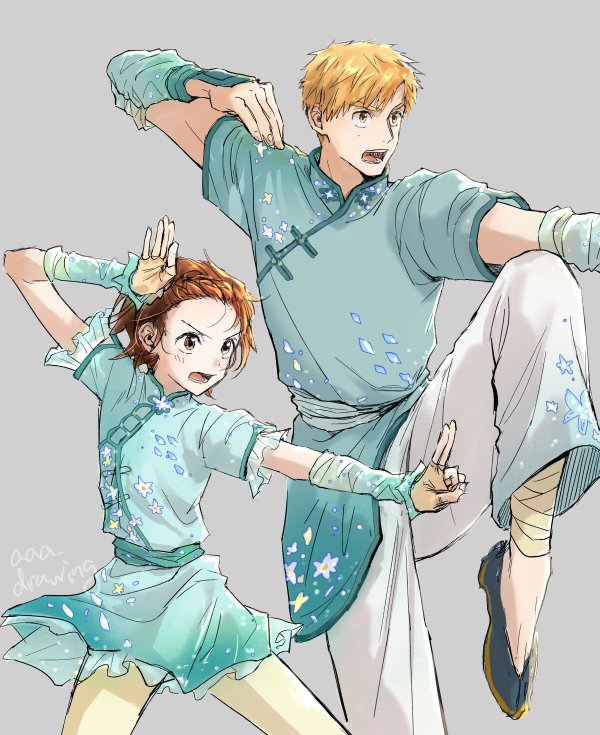 yuitsuka inori and akeuraji tsukasa (medalist) drawn by aaa_drawing