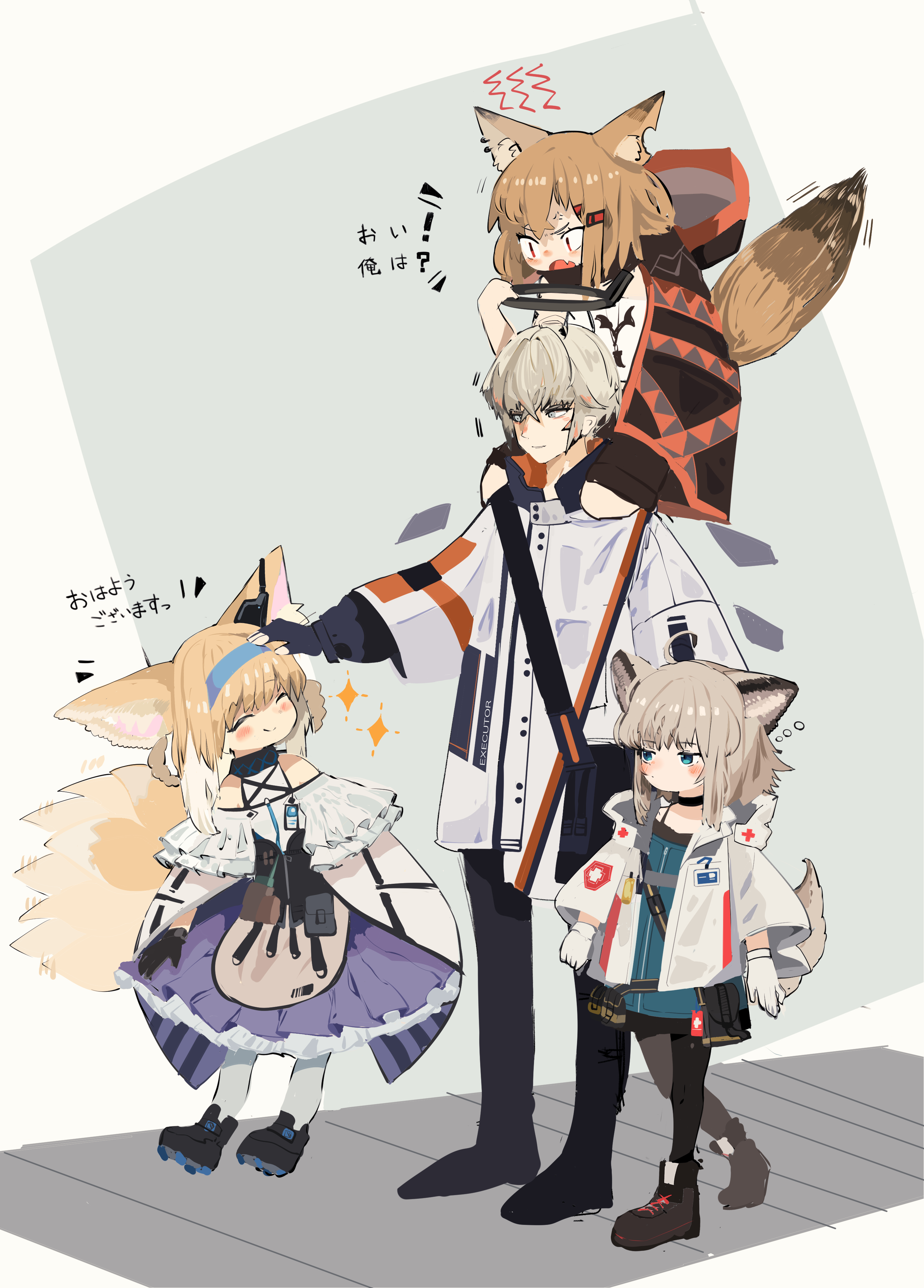 suzuran, sussurro, vermeil, and executor (arknights) drawn by  ryu_(17569823), vermeil anime height 