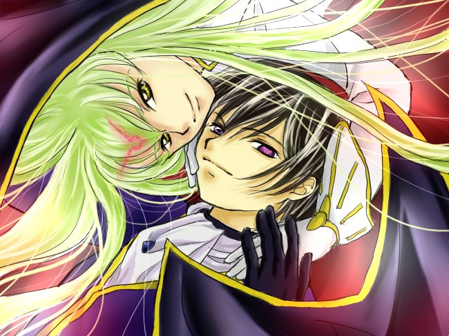 c.c., lelouch vi britannia, and zero (code geass) drawn by pesu