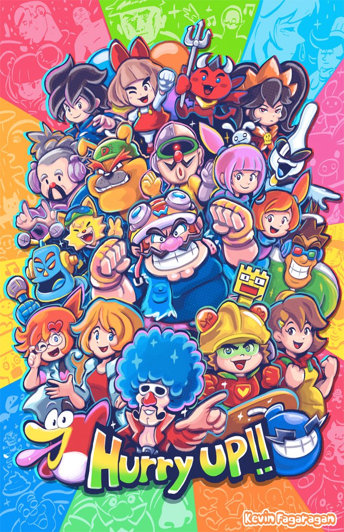 ashley, wario, mona, mr. game & watch, red, and 26 more (warioware and 1 more) drawn by kevin_fagaragan