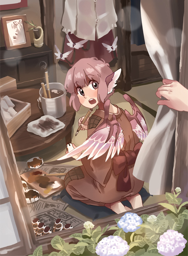 fujiwara no mokou and mystia lorelei (touhou) drawn by mitsumoto_jouji