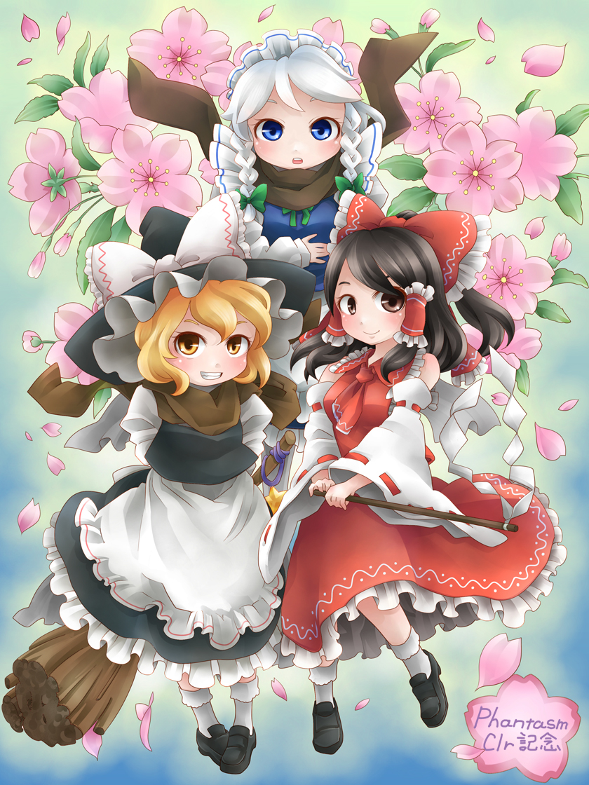 hakurei reimu, kirisame marisa, and izayoi sakuya (touhou and 1 more) drawn by kurashiki_nanka