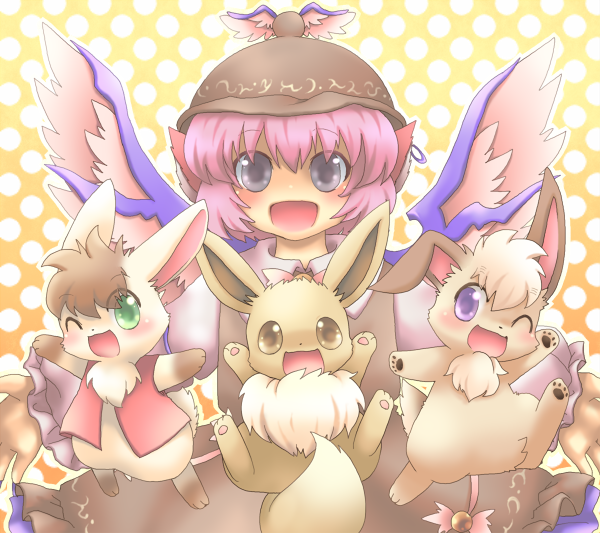 mystia lorelei and eevee (touhou and 1 more) drawn by mont_blanc_(monburan1011)