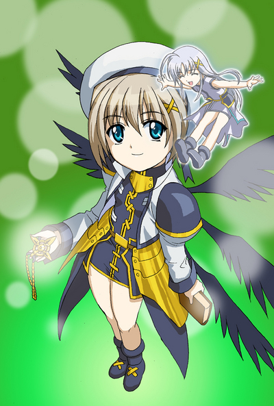 yagami hayate, reinforce zwei, schwertkreuz, and tome of the night sky (lyrical nanoha and 2 more) drawn by g-tetsu