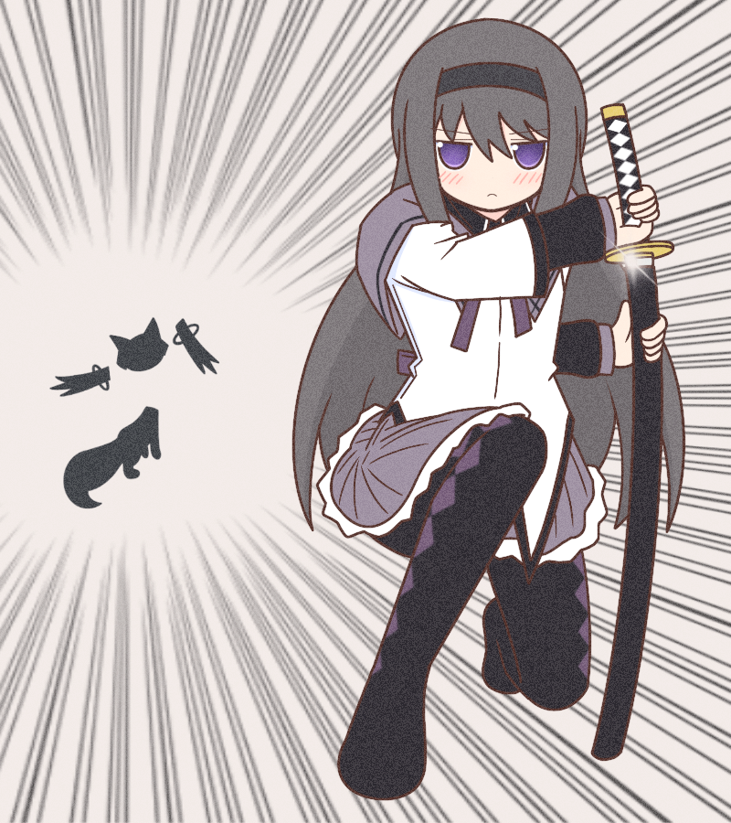 akemi homura and kyubey (mahou shoujo madoka magica) drawn by yuno385