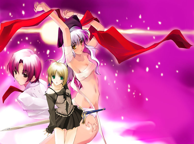 artoria pendragon, saber, caren hortensia, and bazett fraga mcremitz (fate and 1 more) drawn by nagare_hyougo