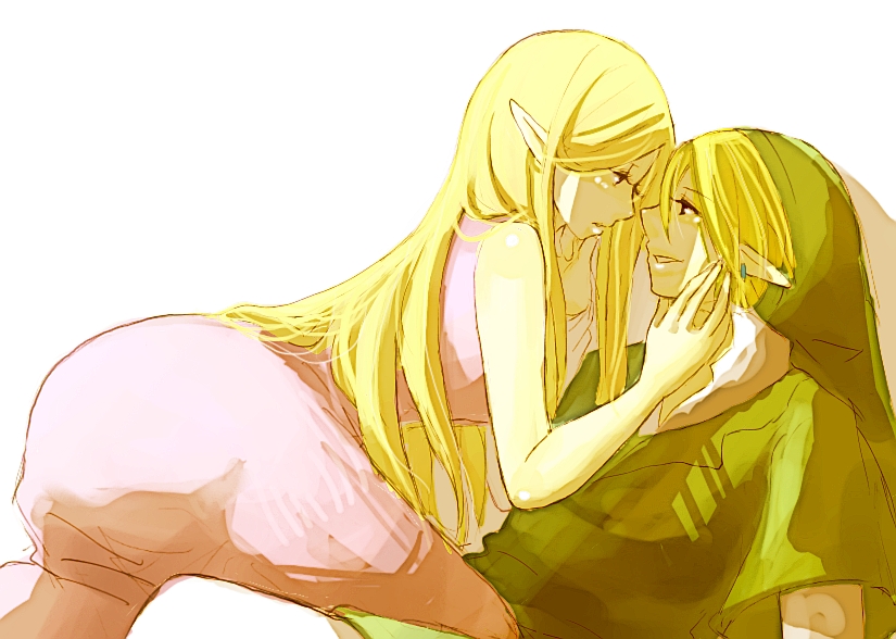 link and princess zelda (the legend of zelda and 1 more) drawn by mamekakao_(higanbana)