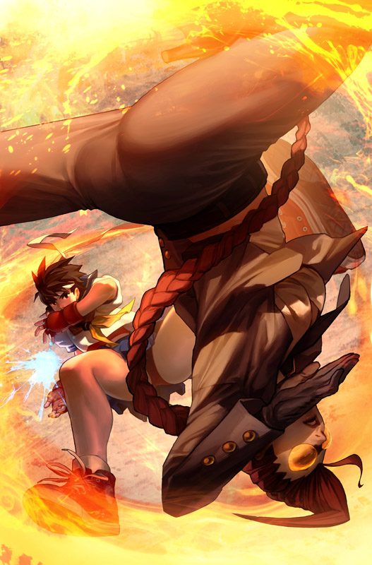 kasugano sakura and crimson viper (street fighter) drawn by arnold_tsang and udon_entertainment
