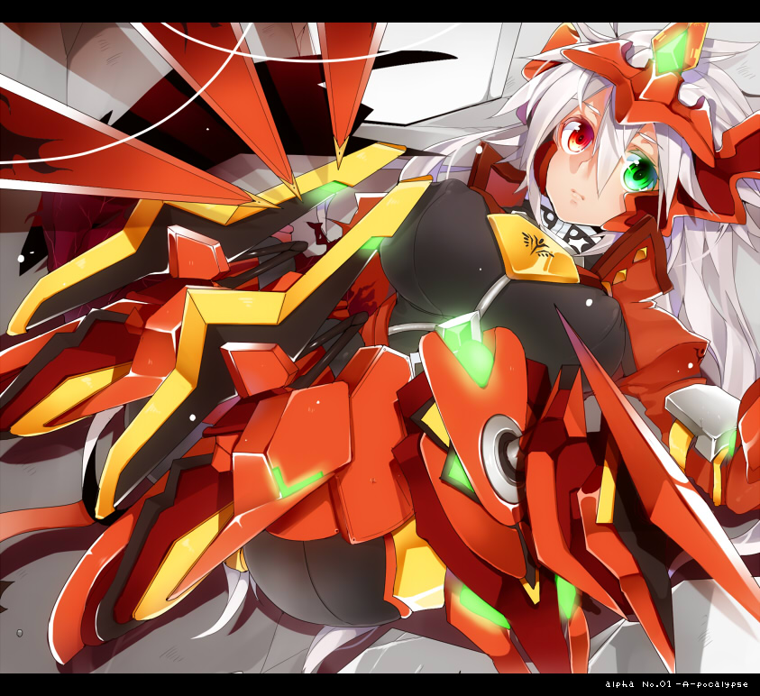ragna the bloodedge and alpha-01 (blazblue) drawn by uzukinoko
