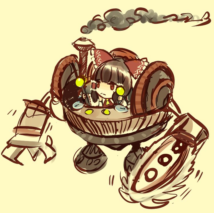 hakurei reimu, rizzrack, and timbersaw (touhou and 2 more) drawn by tetraoxygen