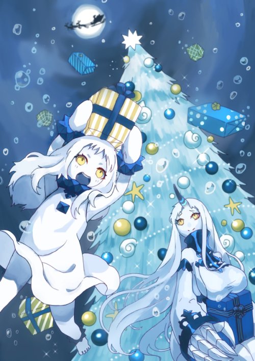 northern ocean princess, seaport princess, and santa claus (kantai collection) drawn by mitsuyo_(mituyo324)