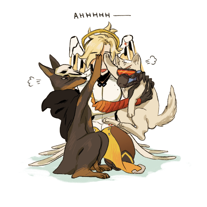 mercy, soldier: 76, and reaper (overwatch and 1 more) drawn by osamatographe